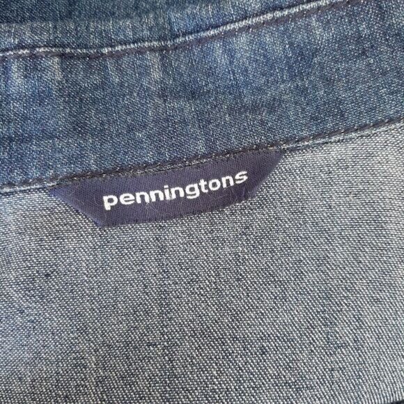 PENNINGTONS Jean Jacket Medium Blue Button Down Sz 2X - Picture 10 of 11
